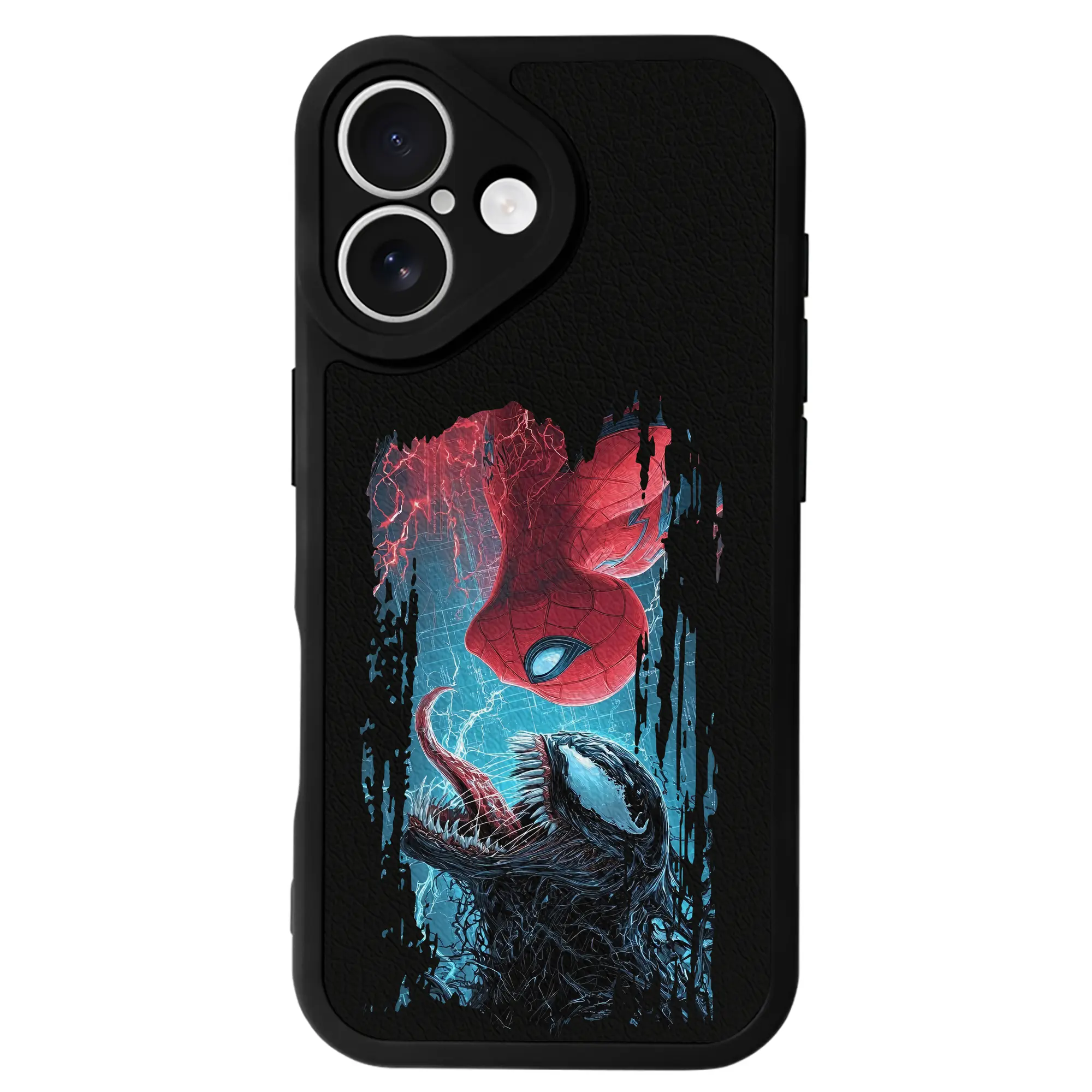 アベンジャーズ (Avenjāzu) グッズ スパイダーマン（Spider-Man） - IPhone 16シリーズ対応 ・ シリコンスマホケース ・ レザー調 ・ 高精度フィット ・ 耐衝撃 ・ ワイヤレス充電対応 ・ 精密カット